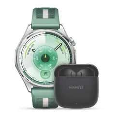 HUAWEI - Smartwatch GT 6 46MM Verde | 5 ATM, IP68, IP69 resistencia al agua | pantalla AMOLED táctil a color | Correa de Compuesto Sintético + Audifonos Freebuds SE3 1,47 mm