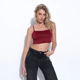 MOSSIMO - Crop Top Mujer Con aplique Sin mangas de Algodón