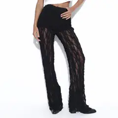 MOSSIMO - Pantalón Relax Mujer Tiro alto Encaje