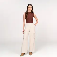 BASEMENT - Pantalon Recto Mujer Tiro alto