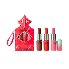 MAC COSMETICS - Set Labiales larga duración Wildest Gleams MiniLustreglass lip3 incluye 3 productos
