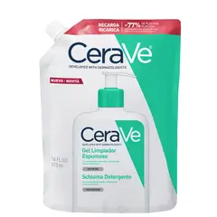 CERAVE - Jabón facial Refill Gel Limpiador Espumoso para piel normal a grasa 473 ml