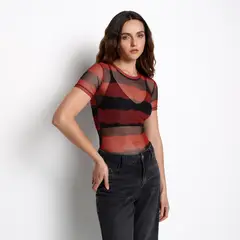 DENIMLAB - Body Mujer Con transparencia Manga corta