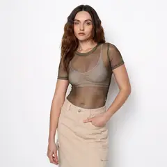 DENIMLAB - Body Mujer Con transparencia Manga corta