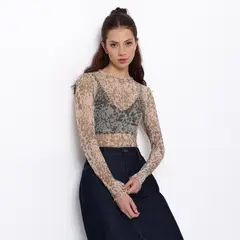 DENIMLAB - Top esqueleto Mujer Con transparencia Manga larga