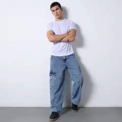 DENIMLAB - Jean Cargo Hombre Baggy Largo 32
