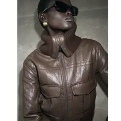 MANGO - Chaqueta Mujer Efecto cuero Cropped fit