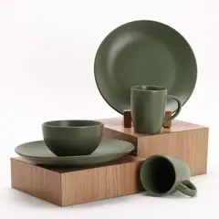 GIBSON - Vajilla Gibson: Cerámica Sage 4 puestos 12 piezas