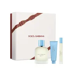 DOLCE&GABBANA - Set de perfume Hombre incluye Light Bue Pour Homme EDT 100 ml, Gel Ducha 50 ml, EDP 10 ml