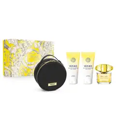 VERSACE - Set de perfume Mujer incluye Yellow Diamond EDT 90 ml, Shower Gel 100 ml, Body Lotion 100 ml, GWP