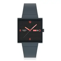 SWATCH - Reloj Unisex Squared Off. Reloj Silicona Gris SO34M701