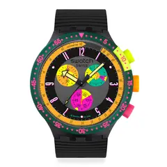 SWATCH - Reloj Unisex Neon Seppia. Reloj Silicona Negro SB02B104