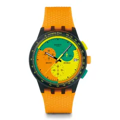 SWATCH - Reloj Unisex Neon Signal Flag. Reloj Silicona Naranja SUSB422
