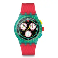 SWATCH - Reloj Unisex Neon Emerald Chrono. Reloj Silicona Rojo SUSG409
