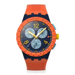 SWATCH - Reloj Unisex Camo Flash. Reloj Silicona Naranja SUSI400