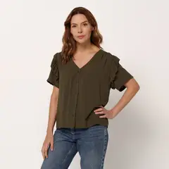NEWPORT - Camisa Mujer con Boleros manga corta