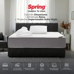 COLCHONES SPRING - Colchón Spring Semidoble Firmeza Media Ortopédico Resortado Dinamismo 120 x 190 cm + Almohada + Protector