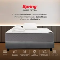 COLCHONES SPRING - Colchón Spring Sencillo Con Base Cama Firmeza Media Ortopédico Resortado Dinamismo 100 x 190 cm + Almohada + Protector