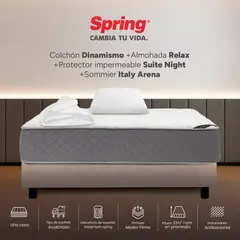 COLCHONES SPRING - Colchón Spring Sencillo Con Base Cama Firmeza Media Ortopédico Resortado Dinamismo 100 x 190 cm + Almohada + Protector