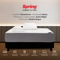 COLCHONES SPRING - Colchón Spring Semidoble Con Base Cama Firmeza Media Ortopédico Resortado Dinamismo 120 x 190 cm + Almohada + Protector