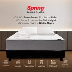 COLCHONES SPRING - Colchón Spring Doble Con Base Cama Firmeza Media Ortopédico Resortado Dinamismo 140 x 190 cm + 2 Almohadas + Protector