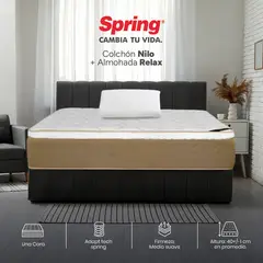 COLCHONES SPRING - Colchón Spring Semidoble Firmeza Media Ortopédico Resortado Nilo 120 x 190 cm + Almohada