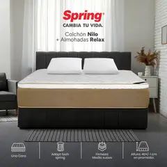 COLCHONES SPRING - Colchón Spring Queen Firmeza Media Ortopédico Resortado Nilo 160 x 190 cm + 2 Almohadas
