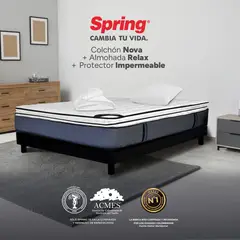 COLCHONES SPRING - Colchón Spring Semidoble Firmeza Media Ortopédico Resortado Nova 120 x 190 cm + Almohada + Protector