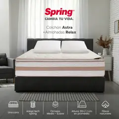 COLCHONES SPRING - Colchón Spring King Firmeza Media Ortopédico Resortado Astra 200 x 200 cm + 2 Almohadas