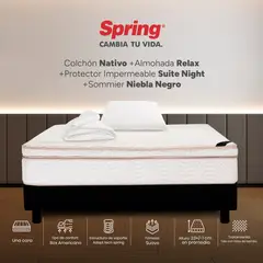 COLCHONES SPRING - Colchón Spring Sencillo Con Base Cama Firmeza Suave Ortopédico Resortado Nativo 100 x 190 cm + Almohada + Protector