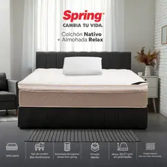COLCHONES SPRING - Colchón Spring Sencillo Firmeza Media Ortopédico Resortado Niquel 100 x 190 cm + Almohada