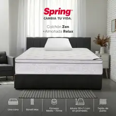 COLCHONES SPRING - Colchón Spring Sencillo Firmeza Media Ortopédico Resortado Zen 100 x 190 cm + Almohada