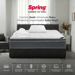 COLCHONES SPRING - Colchón Spring Sencillo Firmeza Suave Ortopédico Resortado Zenit 100 x 190 cm + Almohada + Protector
