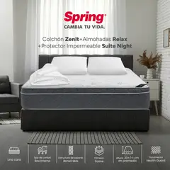 COLCHONES SPRING - Colchón Spring Doble Firmeza Suave Ortopédico Resortado Zenit 140 x 190 cm + 2 Almohadas + Protector