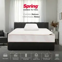 COLCHONES SPRING - Colchón Spring King Firmeza Media Ortopédico Resortado Natura 200 x 200 cm + 2 Almohadas