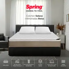 COLCHONES SPRING - Colchón Spring Doble Firmeza Media Ortopédico Resortado Selene 140 x 190 cm + 2 Almohadas