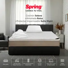 COLCHONES SPRING - Colchón Spring Semidoble Firmeza Media Ortopédico Resortado Selene 120 x 190 cm + Almohada + Protector