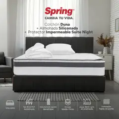 COLCHONES SPRING - Colchón Spring Sencillo Firmeza Media Ortopédico Resortado Duna 100 x 190 cm + Almohada + Protector