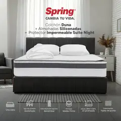 COLCHONES SPRING - Colchón Spring Doble Firmeza Media Ortopédico Resortado Duna 140 x 190 cm + 2 Almohadas + Protector