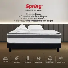 COLCHONES SPRING - Colchón Spring Semidoble Con Base Cama Firmeza Media Ortopédico Resortado Duna 120 x 190 cm + Almohada + Protector
