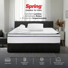 COLCHONES SPRING - Colchón Spring Semidoble Firmeza Media Ortopédico Resortado Lumina 120 x 190 cm + Almohada + Protector