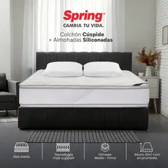 COLCHONES SPRING - Colchón Spring Doble Firme Espumado Cuspide 140 x 190 cm + 2 Almohadas