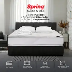 COLCHONES SPRING - Colchón Spring King Firme Espumado Cuspide 200 x 200 cm + 2 Almohadas + Protector