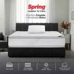 COLCHONES SPRING - Colchón Spring Semidoble Firme Espumado Cuspide 120 x 190 cm + Almohada