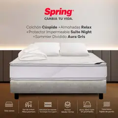 COLCHONES SPRING - Colchón Spring Semidoble Con Base Cama Firme Espumado Cuspide 120 x 190 cm + Almohada + Protector