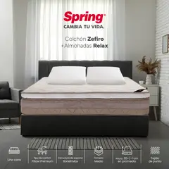 COLCHONES SPRING - Colchón Spring Doble Firmeza Media Ortopédico Resortado Zefiro 140 x 190 cm + 2 Almohadas