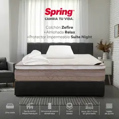 COLCHONES SPRING - Colchón Spring Sencillo Firmeza Media Ortopédico Resortado Zefiro 100 x 190 cm + Almohada + Protector