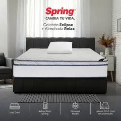 COLCHONES SPRING - Colchón Spring Semidoble Firmeza Media Ortopédico Resortado Eclipse 120 x 190 cm + Almohada