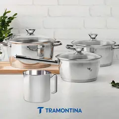 TRAMONTINA - Juego de ollas Tramontina: Allegra Bateria Acero Inoxidable 7 piezas