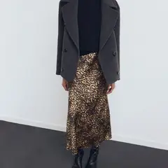 MANGO - Falda Midi Mujer Animal print